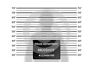 Police lineup or mugshot background with silhouette of  anonymous person photo
